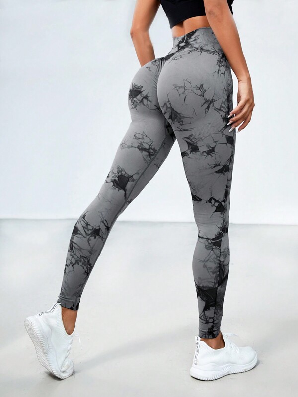 Legging Tie-dye gris control abdomen levanta cola