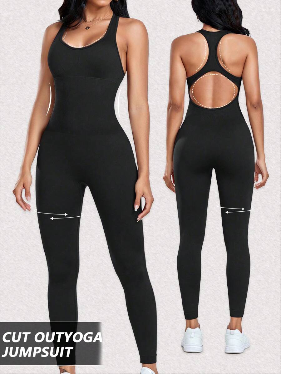 Enterizo deportivo negro con copa removible y control abdomen