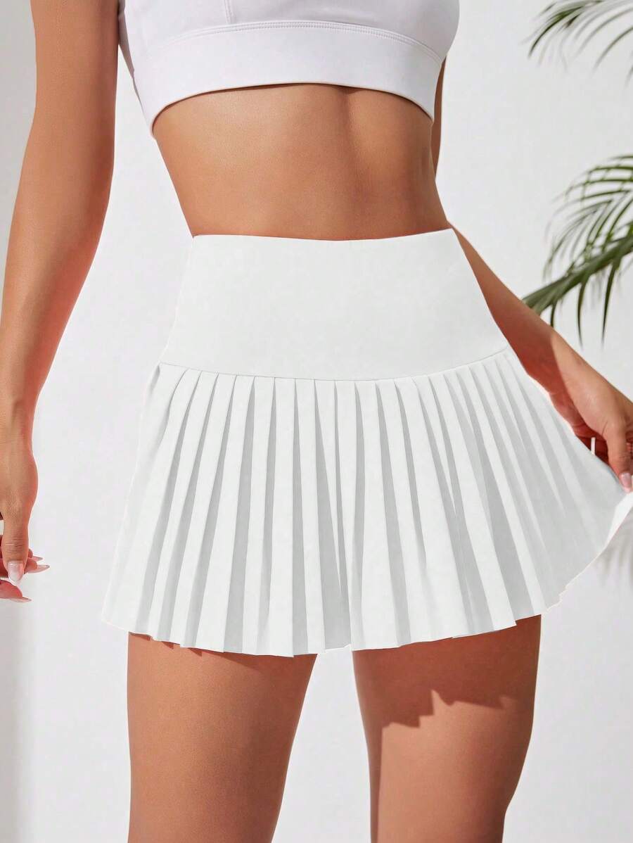 Falda pantalón deportiva plisada negra buena calidad blanca